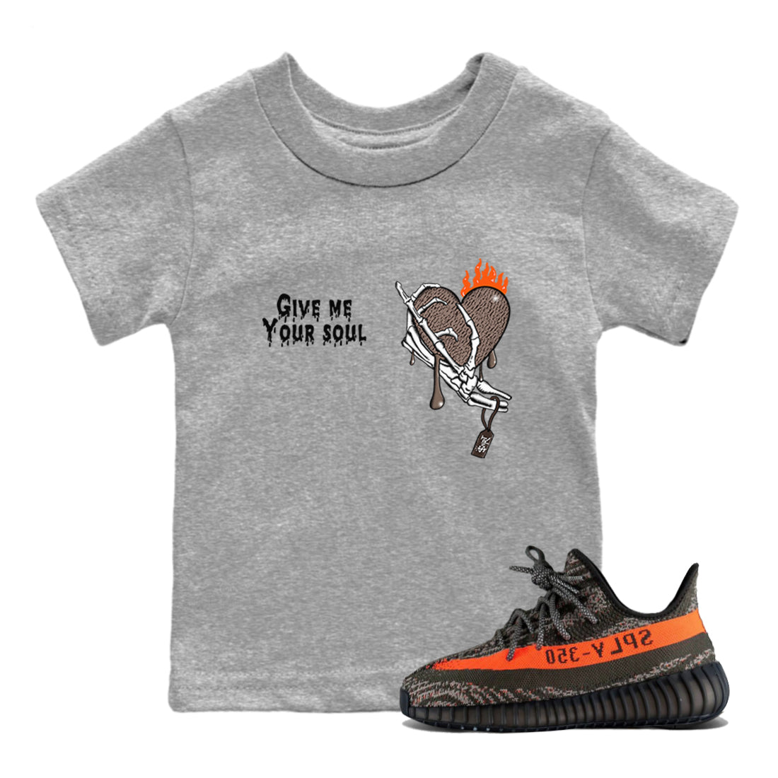 Yeezy 350 Carbon Beluga shirts to match jordans Give Me Your Soul unique Halloween sneaker tee Yeezy 350 Carbon Beluga match shoes to clothes SNRT Sneaker Tees Youth Baby Heather Grey 1 tee