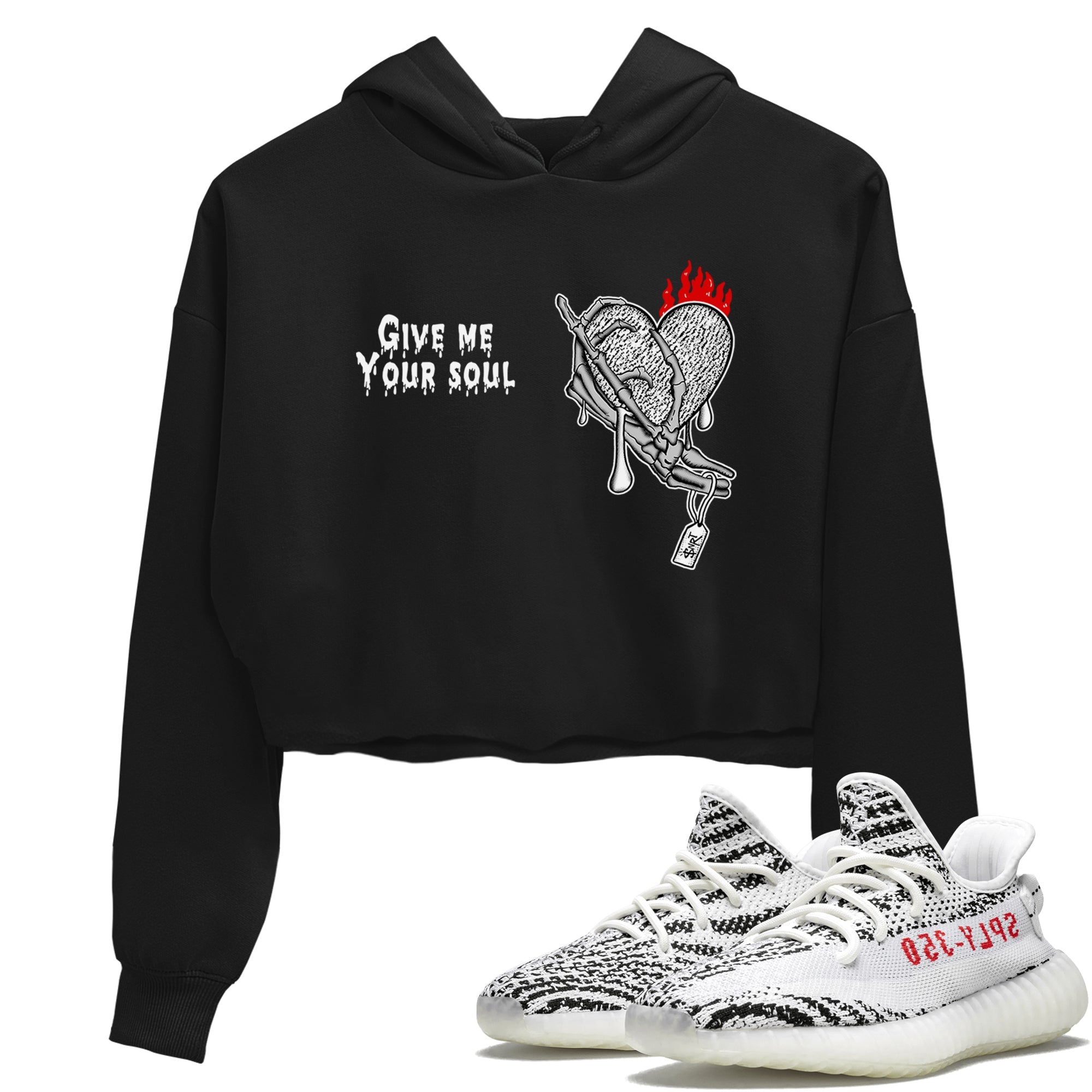 Yeezy 350 Zebra shirts to match jordans Give Me Your Soul unique Halloween sneaker tee Yeezy 350 Zebra match shoes to clothes SNRT Sneaker Tees unisex cotton Black 1 crop tee