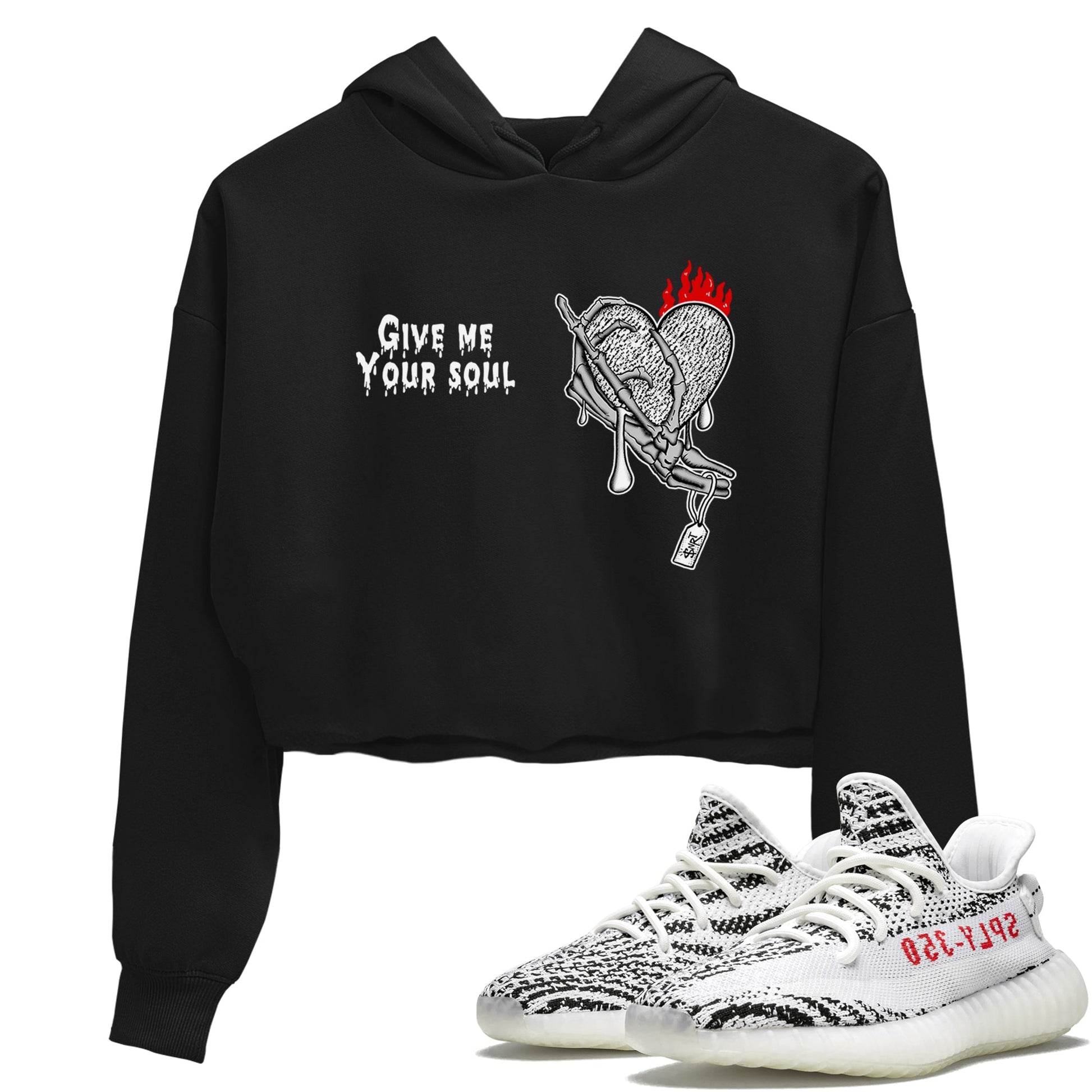 Yeezy 350 Zebra shirts to match jordans Give Me Your Soul unique Halloween sneaker tee Yeezy 350 Zebra match shoes to clothes SNRT Sneaker Tees unisex cotton Black 1 crop tee