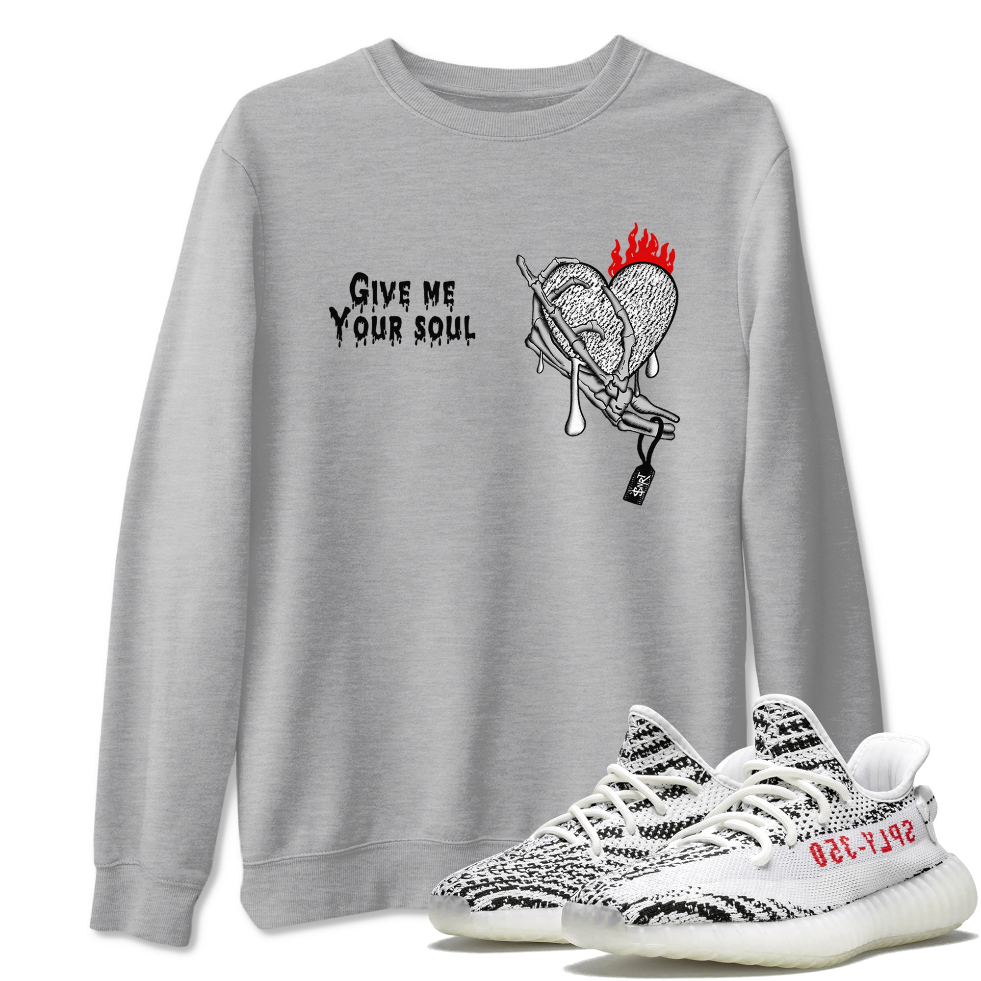 Yeezy 350 Zebra shirts to match jordans Give Me Your Soul unique Halloween sneaker tee Yeezy 350 Zebra match shoes to clothes SNRT Sneaker Tees unisex cotton Heather Grey 1 shirts