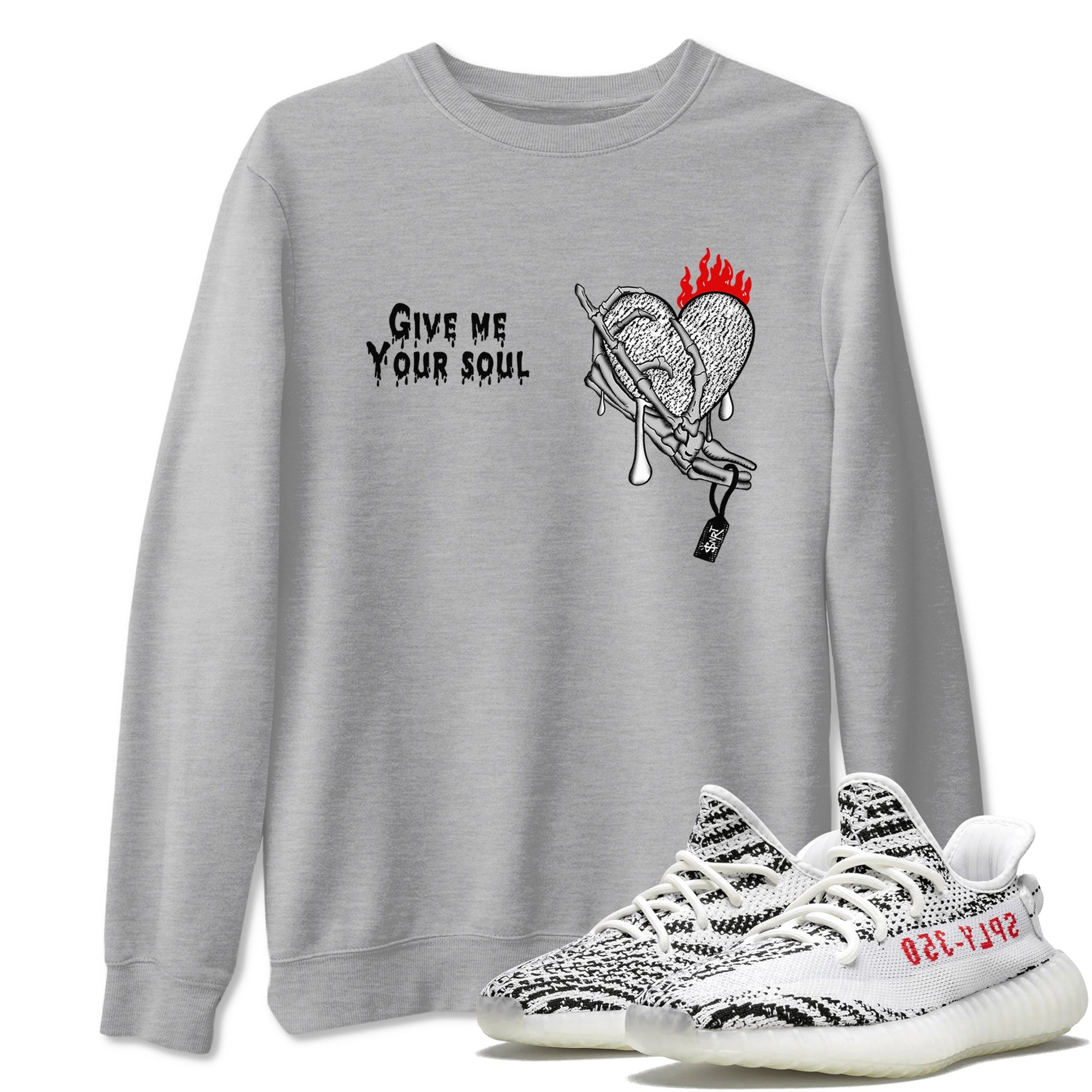 Yeezy 350 Zebra shirts to match jordans Give Me Your Soul unique Halloween sneaker tee Yeezy 350 Zebra match shoes to clothes SNRT Sneaker Tees unisex cotton Heather Grey 1 shirts