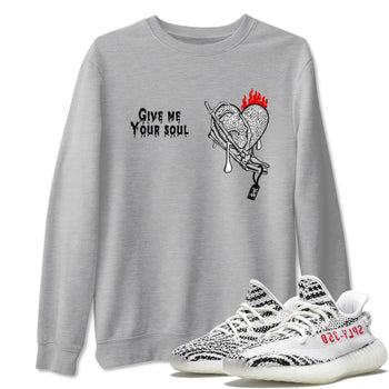 Yeezy 350 Zebra shirts to match jordans Give Me Your Soul unique Halloween sneaker tee Yeezy 350 Zebra match shoes to clothes SNRT Sneaker Tees unisex cotton Heather Grey 1 shirts