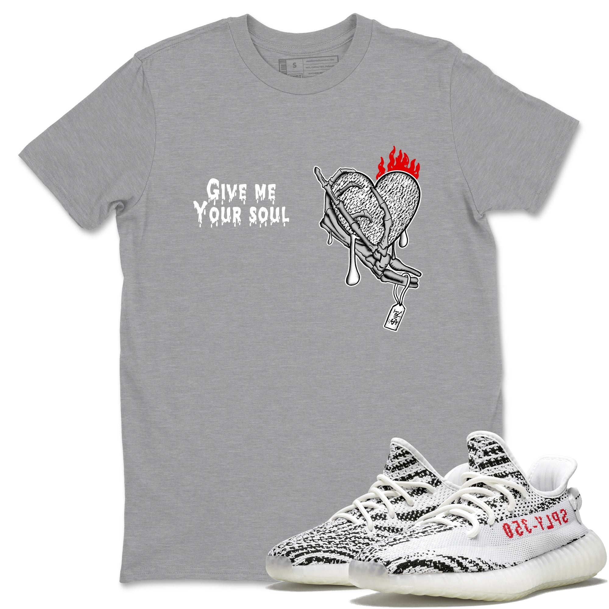Yeezy 350 Zebra shirts to match jordans Give Me Your Soul unique Halloween sneaker tee Yeezy 350 Zebra match shoes to clothes SNRT Sneaker Tees unisex cotton Heather Grey 1 shirts