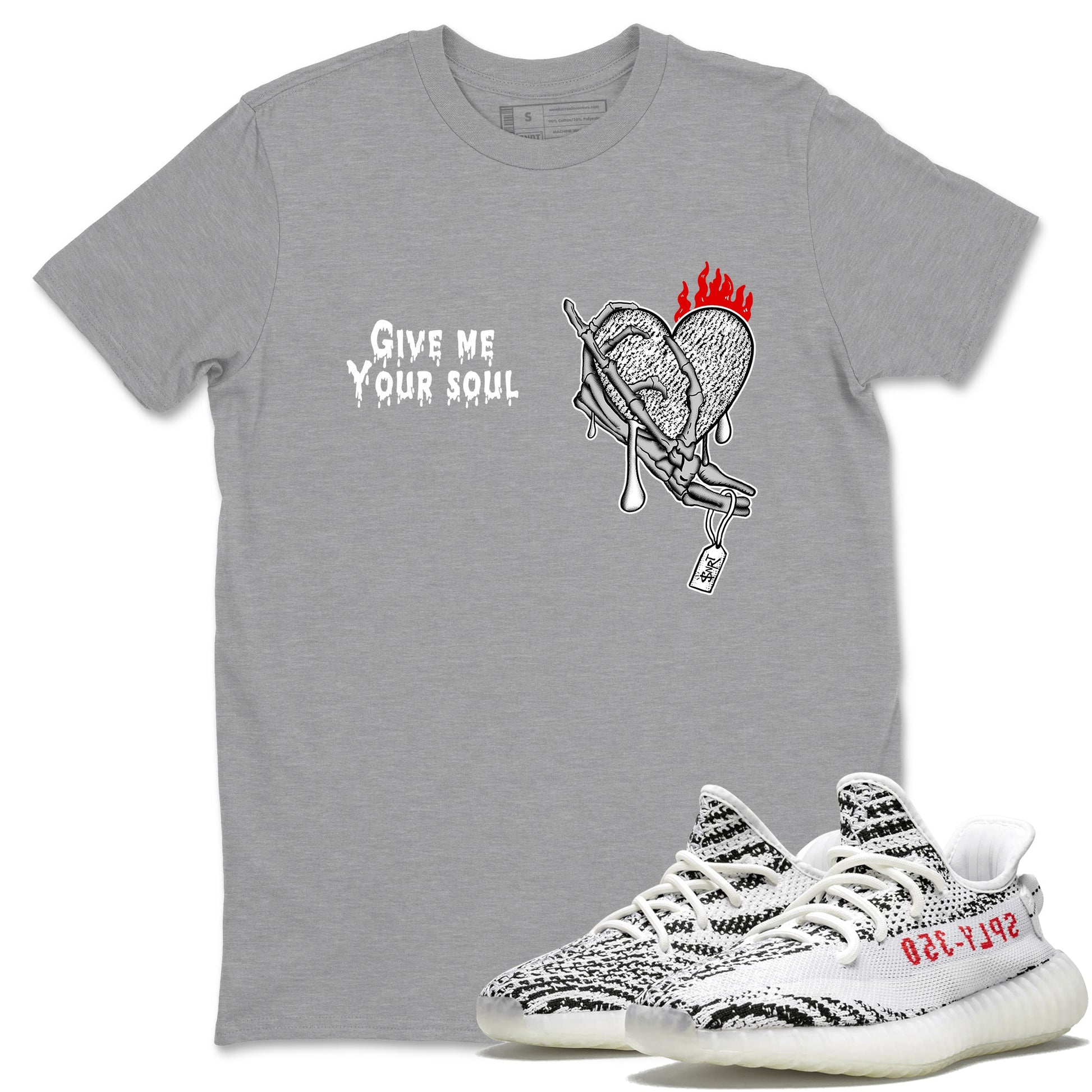 Yeezy 350 Zebra shirts to match jordans Give Me Your Soul unique Halloween sneaker tee Yeezy 350 Zebra match shoes to clothes SNRT Sneaker Tees unisex cotton Heather Grey 1 shirts