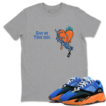 Yeezy 700 Bright Blue shirts to match jordans Give Me Your Soul unique Halloween sneaker tee Yeezy 700 Bright Blue match shoes to clothes SNRT Sneaker Tees unisex cotton Heather Grey 1 shirts