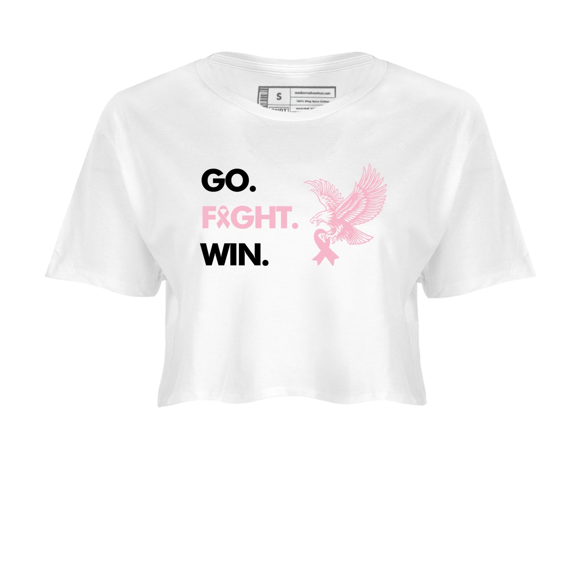 Sneaker Threads Sneaker Tees To Match Air Jordan 5 Medium Soft Pink Go Fight Win Crop Tee White 2. Perfect for Jordan releases 2025 colorways. breast cancer awareness.