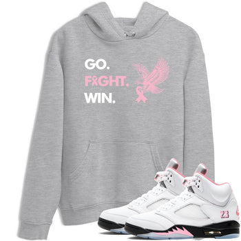 Sneaker Threads Sneaker Tees To Match Air Jordan 5 Medium Soft Pink Go Fight Win Graphic Tee Heather Grey 1. Perfect for Jordan releases 2025 colorways. breast cancer awareness.