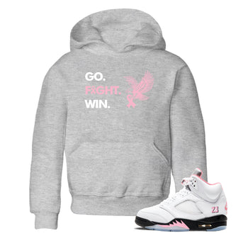 Sneaker Threads Sneaker Tees To Match Air Jordan 5 Medium Soft Pink Go Fight Win Youth Graphic Tee Heather Grey 1. Perfect for Jordan releases 2025 colorways. breast cancer awareness.