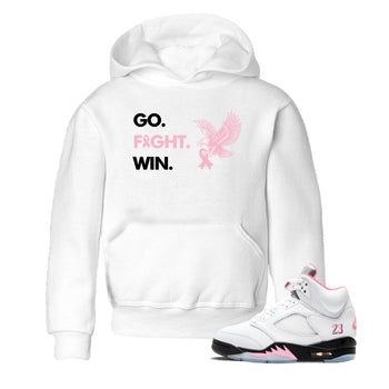 Sneaker Threads Sneaker Tees To Match Air Jordan 5 Medium Soft Pink Go Fight Win Youth Graphic Tee White 1. Perfect for Jordan releases 2025 colorways. breast cancer awareness.