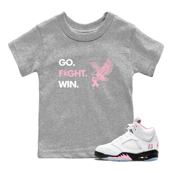Sneaker Threads Sneaker Tees To Match Air Jordan 5 Medium Soft Pink Go Fight Win Youth Graphic Tee Heather Grey 1. Perfect for Jordan releases 2025 colorways. breast cancer awareness.