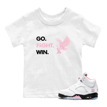 Sneaker Threads Sneaker Tees To Match Air Jordan 5 Medium Soft Pink Go Fight Win Youth Graphic Tee White 1. Perfect for Jordan releases 2025 colorways. breast cancer awareness.