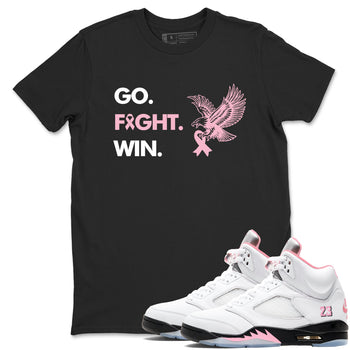 Sneaker Threads Sneaker Tees To Match Air Jordan 5 Medium Soft Pink Go Fight Win Graphic Tee Black 1. Perfect for Jordan releases 2025 colorways. breast cancer awareness.