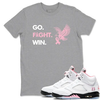 Sneaker Threads Sneaker Tees To Match Air Jordan 5 Medium Soft Pink Go Fight Win Graphic Tee Heather Grey 1. Perfect for Jordan releases 2025 colorways. breast cancer awareness.