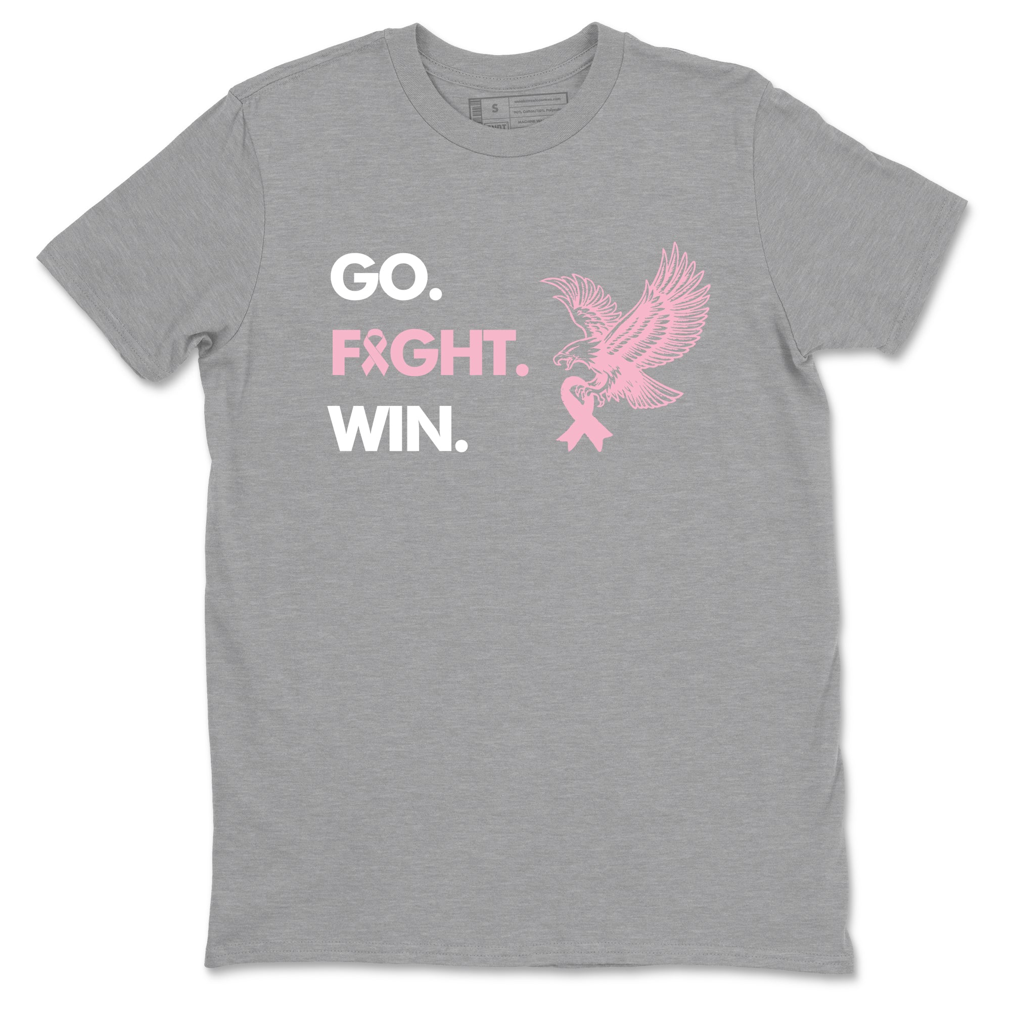 Sneaker Threads Sneaker Tees To Match Air Jordan 5 Medium Soft Pink Go Fight Win Graphic Tee Heather Grey 2. Perfect for Jordan releases 2025 colorways. breast cancer awareness.