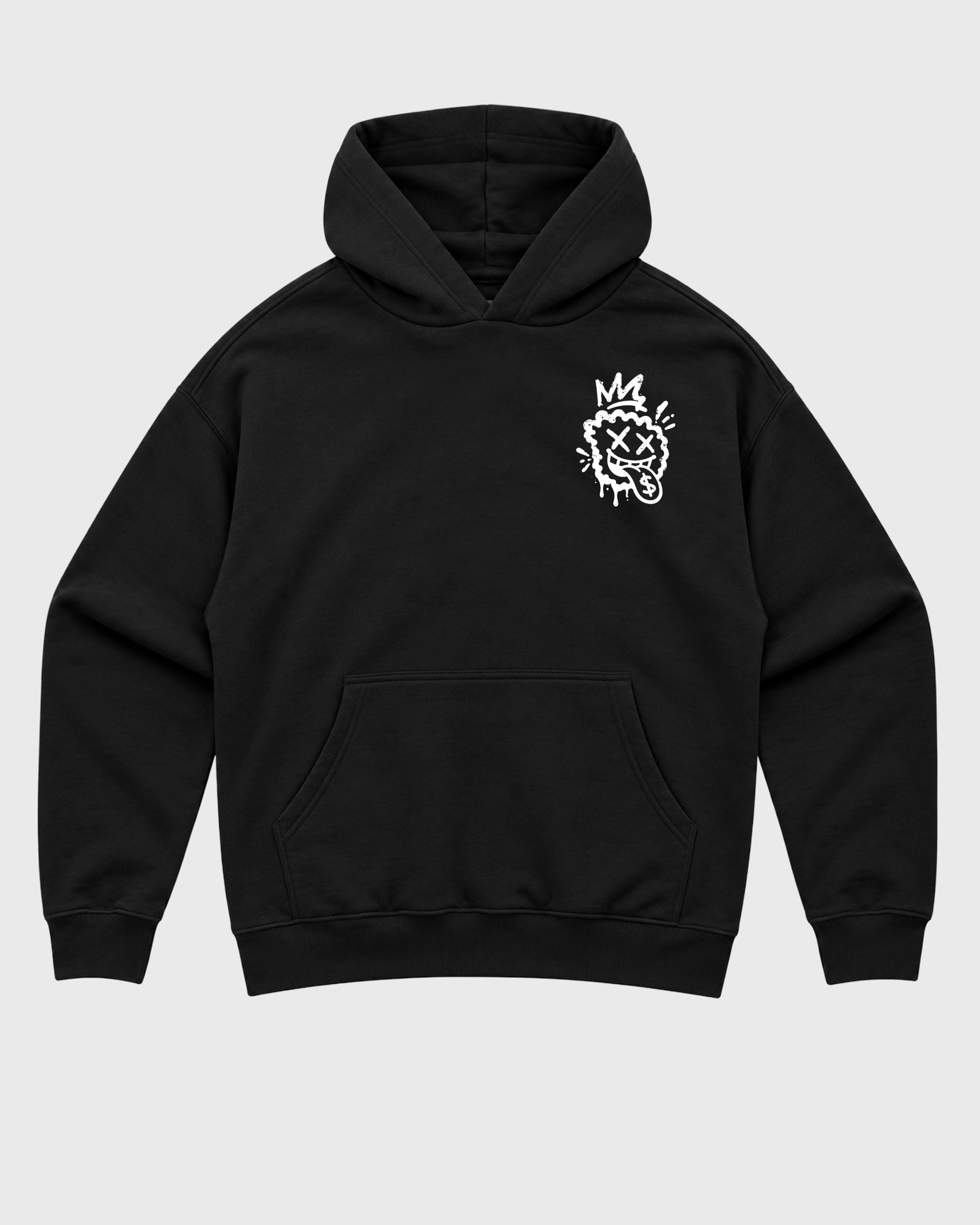 Go Fund Yourself Black Graphic Hoodie - 3, a graphic sneaker hoodie styled around Air Jordan 14 Retro Forest Green sneakers for a relaxed streetwear and sneaker look.