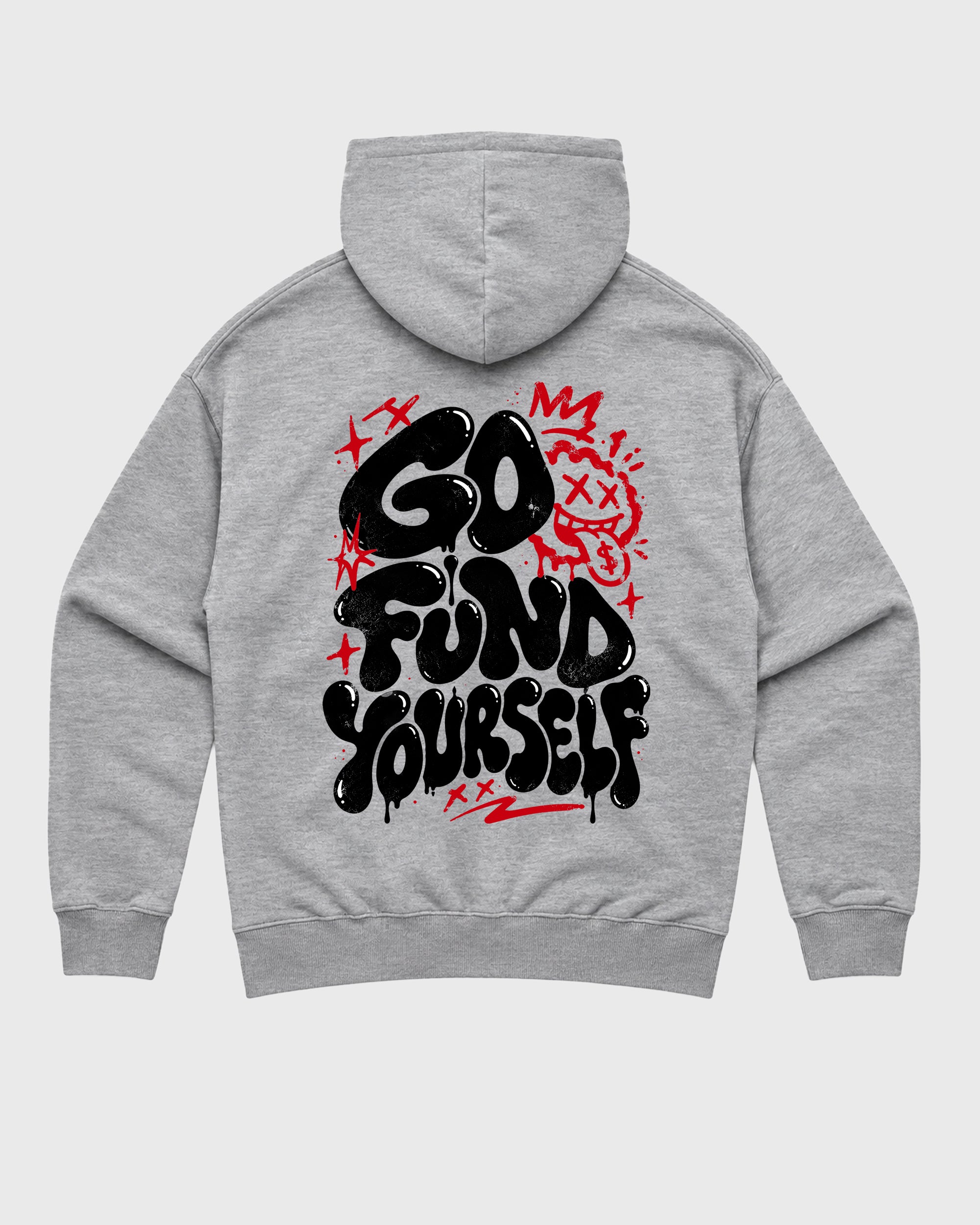 Go Fund Yourself Heather Grey Graphic Hoodie - 3, a graphic sneaker hoodie styled around Air Jordan 4 Bred sneakers for a relaxed streetwear and sneaker look.