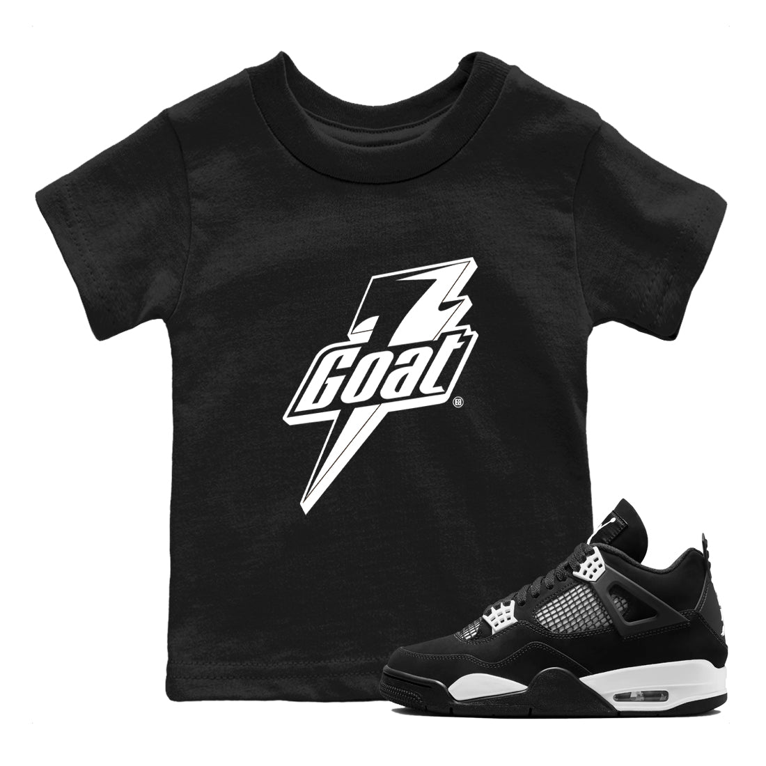 4s White Thunder shirts to match jordans Goat sneaker match tees Air Jordan 4 Retro White Thunder SNRT Sneaker Tees streetwear brand Baby and Youth Black 1 cotton tee