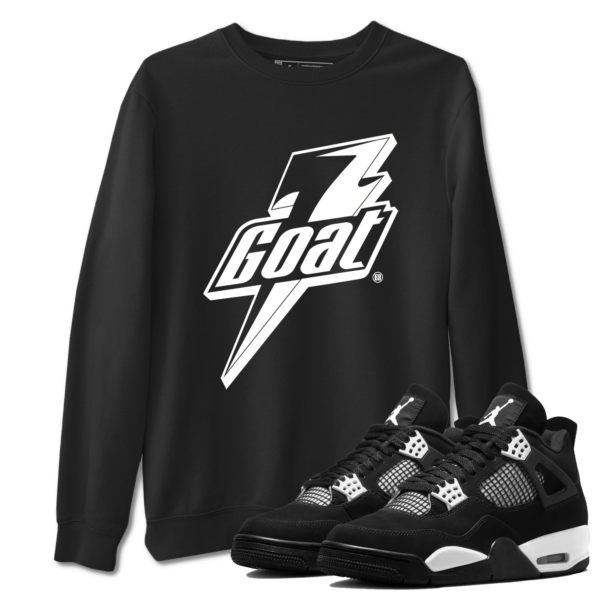 4s White Thunder shirts to match jordans Goat sneaker match tees Air Jordan 4 Retro White Thunder SNRT Sneaker Tees streetwear brand Black 1 unisex cotton tee