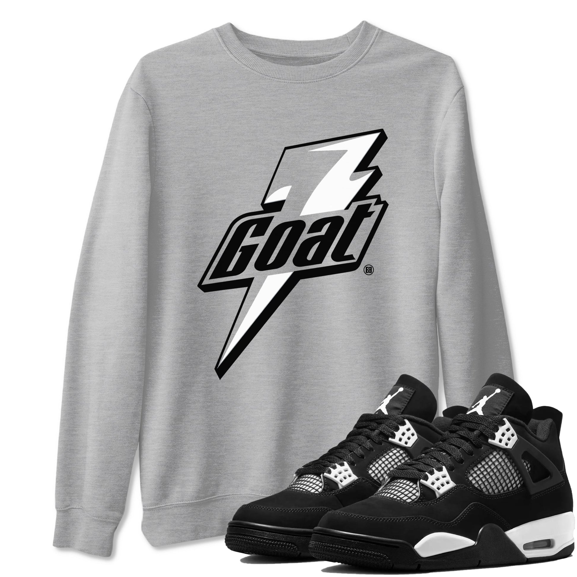 4s White Thunder shirts to match jordans Goat sneaker match tees Air Jordan 4 Retro White Thunder SNRT Sneaker Tees streetwear brand Heather Grey 1 unisex cotton tee