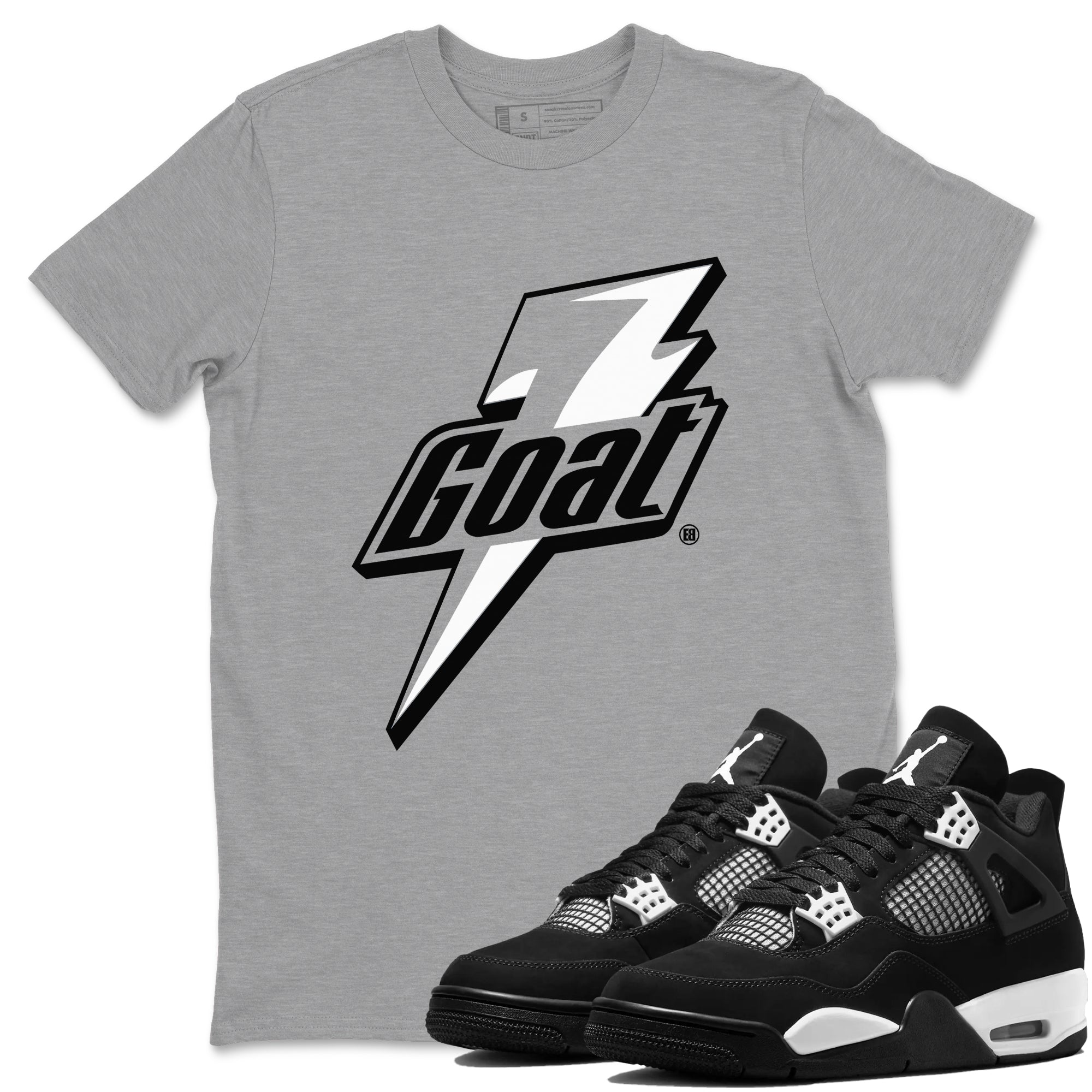 4s White Thunder shirts to match jordans Goat sneaker match tees Air Jordan 4 Retro White Thunder SNRT Sneaker Tees streetwear brand Heather Grey 1 unisex cotton tee