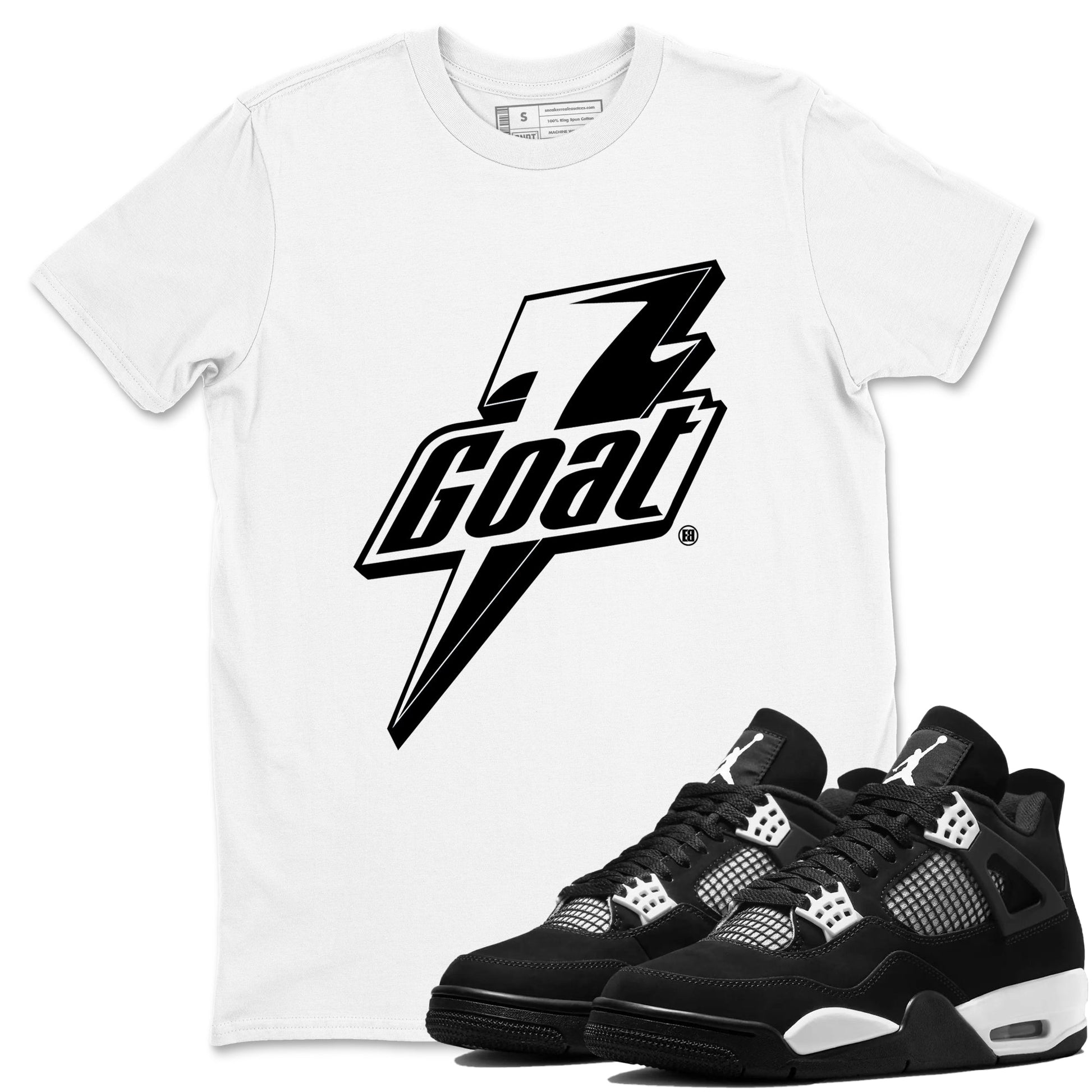 4s White Thunder shirts to match jordans Goat sneaker match tees Air Jordan 4 Retro White Thunder SNRT Sneaker Tees streetwear brand White 1 unisex cotton tee