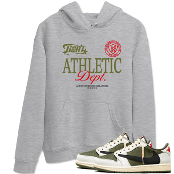1s Travis Scott Medium Olive shirts to match jordans Goat Athletic Dept sneaker match tees Air Jordan 1 Travis Scott Medium Olive SNRT Sneaker Release Tees unisex cotton Heather Grey 1 crew neck shirts