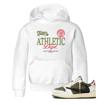 1s Travis Scott Medium Olive shirts to match jordans Goat Athletic Dept sneaker match tees Air Jordan 1 Travis Scott Medium Olive SNRT Sneaker Release Tees Youth Baby White 1 crew neck shirts