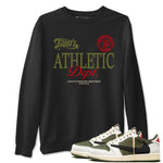 1s Travis Scott Medium Olive shirts to match jordans Goat Athletic Dept sneaker match tees Air Jordan 1 Travis Scott Medium Olive SNRT Sneaker Release Tees unisex cotton Black 1 crew neck shirts