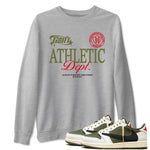 1s Travis Scott Medium Olive shirts to match jordans Goat Athletic Dept sneaker match tees Air Jordan 1 Travis Scott Medium Olive SNRT Sneaker Release Tees unisex cotton Heather Grey 1 crew neck shirts