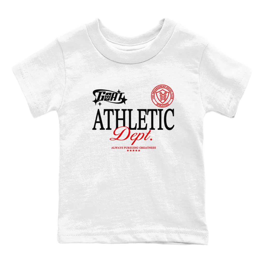 11s Bred Velvet shirts to match jordans Goat Athletic Dept sneaker match tees Air Jordan 11 Bred Velvet SNRT Sneaker Release Tees Youth Baby White 2 crew neck shirts