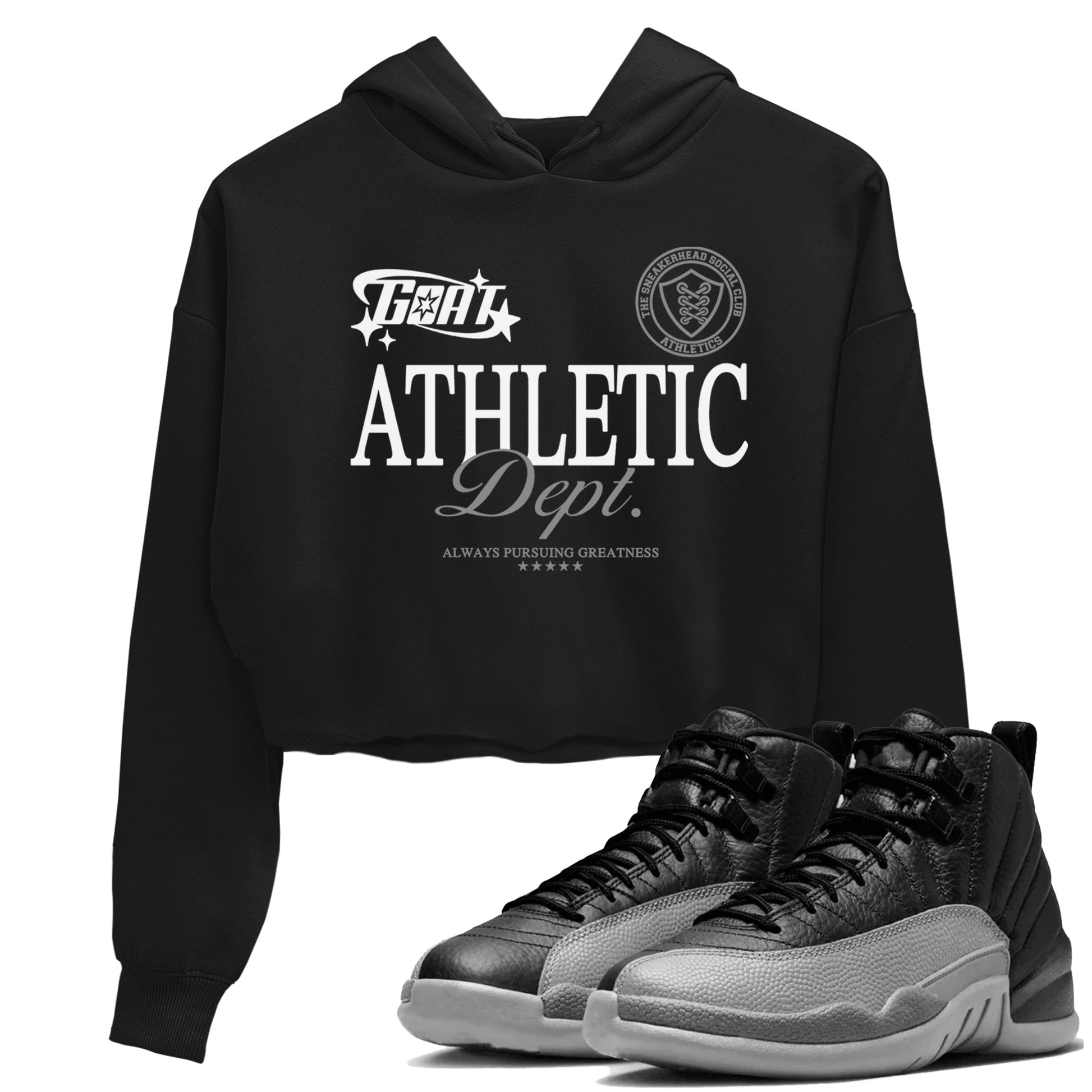12s Black Wolf Grey shirts to match jordans Goat Athletic Dept sneaker match tees 12s Baron SNRT Sneaker Release Tees unisex cotton Black 1 Crop Shirts