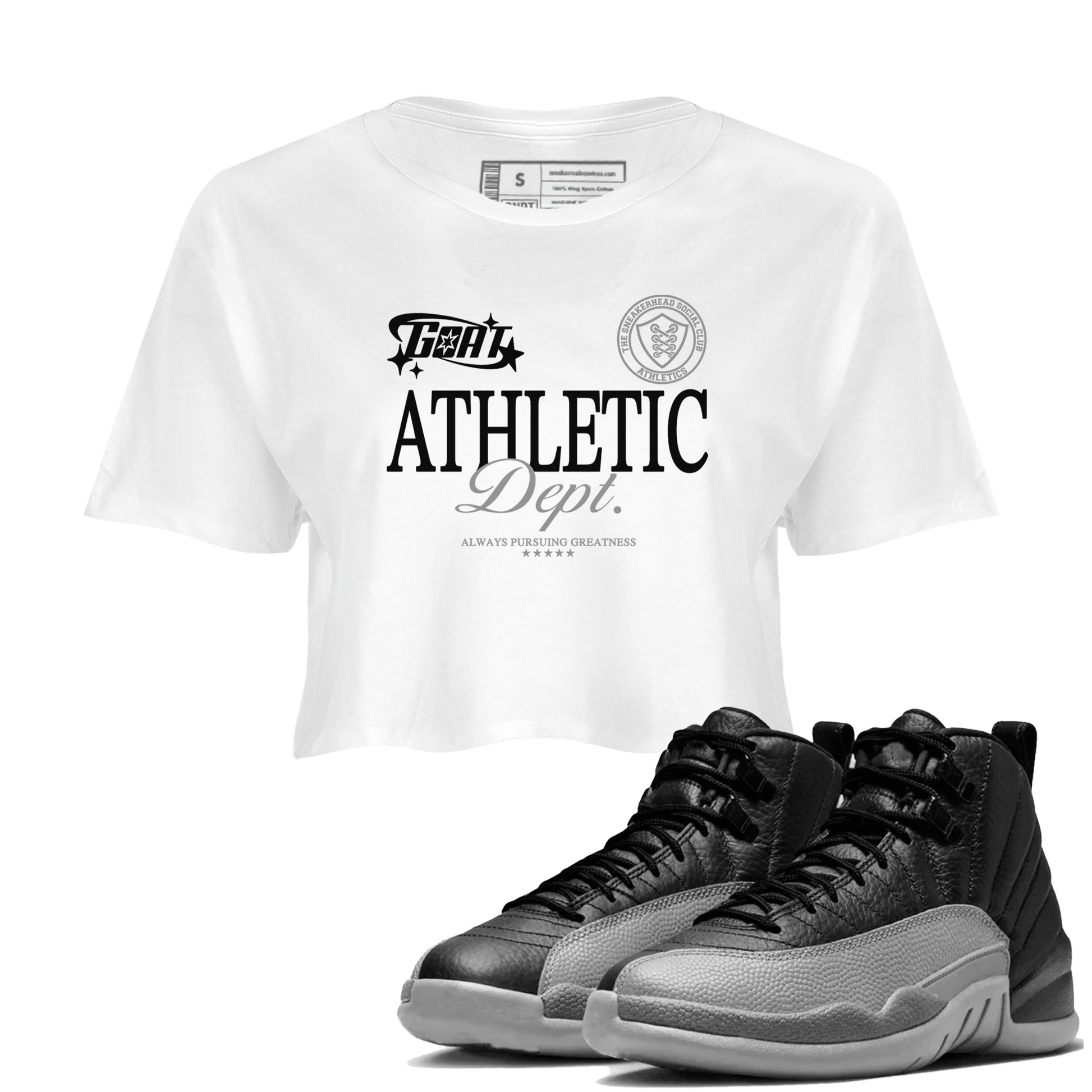 12s Black Wolf Grey shirts to match jordans Goat Athletic Dept sneaker match tees 12s Baron SNRT Sneaker Release Tees unisex cotton White 1 Crop Shirts