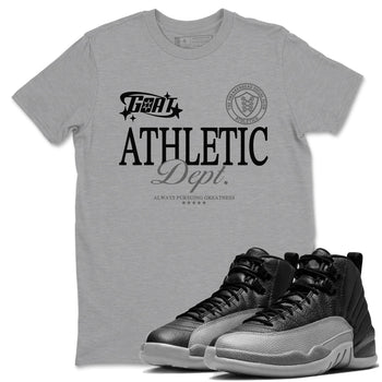 12s Black Wolf Grey shirts to match jordans Goat Athletic Dept sneaker match tees 12s Baron SNRT Sneaker Release Tees unisex cotton Heather Grey 1 crew neck shirts