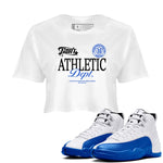 12s Blueberry shirts to match jordans Goat Athletic Dept sneaker match tees Air Jordan 12 Blueberry SNRT Sneaker Release Tees unisex cotton White 1 Crop Shirts