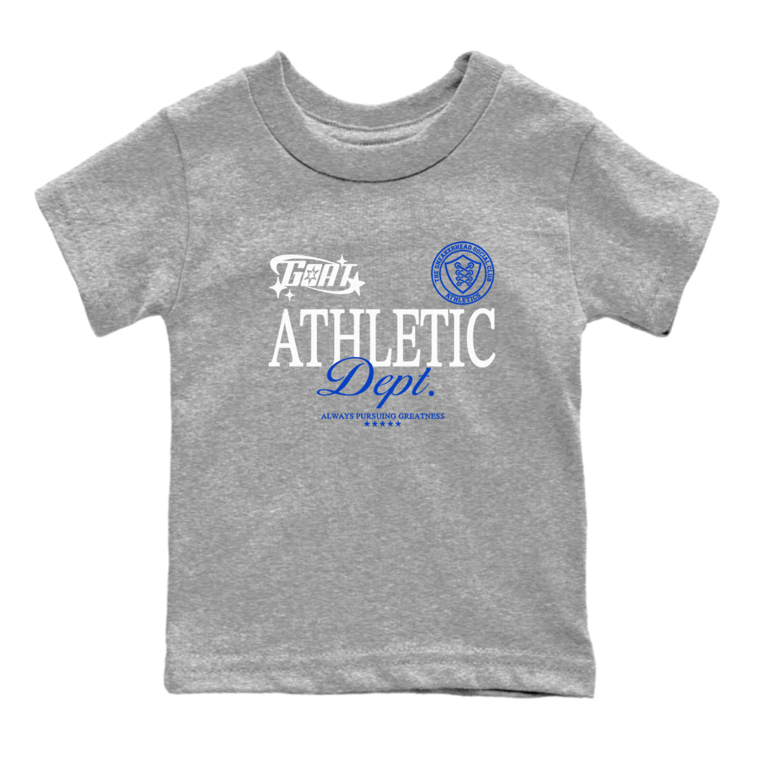 12s Blueberry shirts to match jordans Goat Athletic Dept sneaker match tees Air Jordan 12 Blueberry SNRT Sneaker Release Tees Youth Baby Heather Grey 2 crew neck shirts