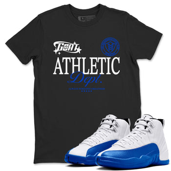 12s Blueberry shirts to match jordans Goat Athletic Dept sneaker match tees Air Jordan 12 Blueberry SNRT Sneaker Release Tees unisex cotton Black 1 crew neck shirts
