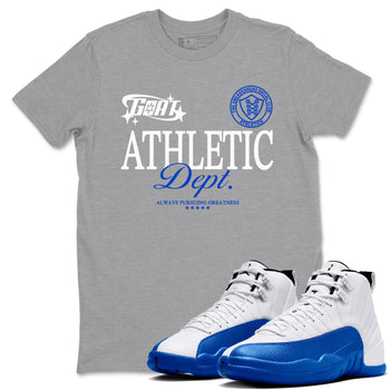 12s Blueberry shirts to match jordans Goat Athletic Dept sneaker match tees Air Jordan 12 Blueberry SNRT Sneaker Release Tees unisex cotton Heather Grey 1 crew neck shirts