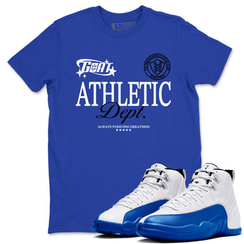 12s Blueberry shirts to match jordans Goat Athletic Dept sneaker match tees Air Jordan 12 Blueberry SNRT Sneaker Release Tees unisex cotton Royal Blue 1 crew neck shirts
