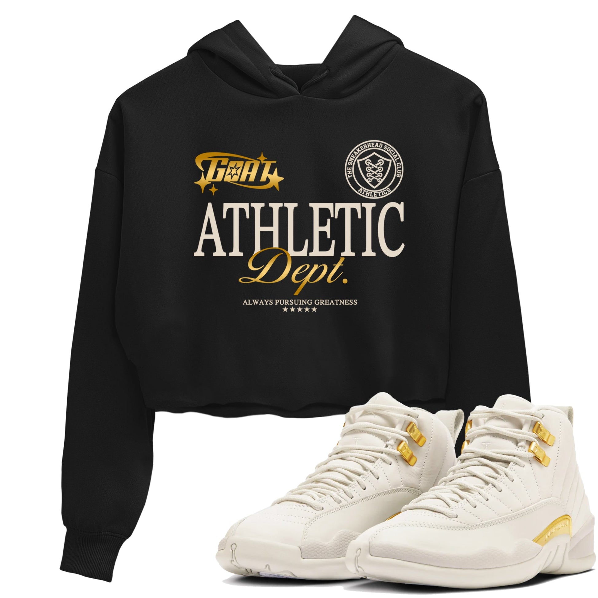 12s Phantom shirts to match jordans Goat Athletic Dept sneaker match tees Air Jordan 12 WMNS Phantom match shoes to clothes SNRT Sneaker Tees unisex cotton Black 1 crop tee