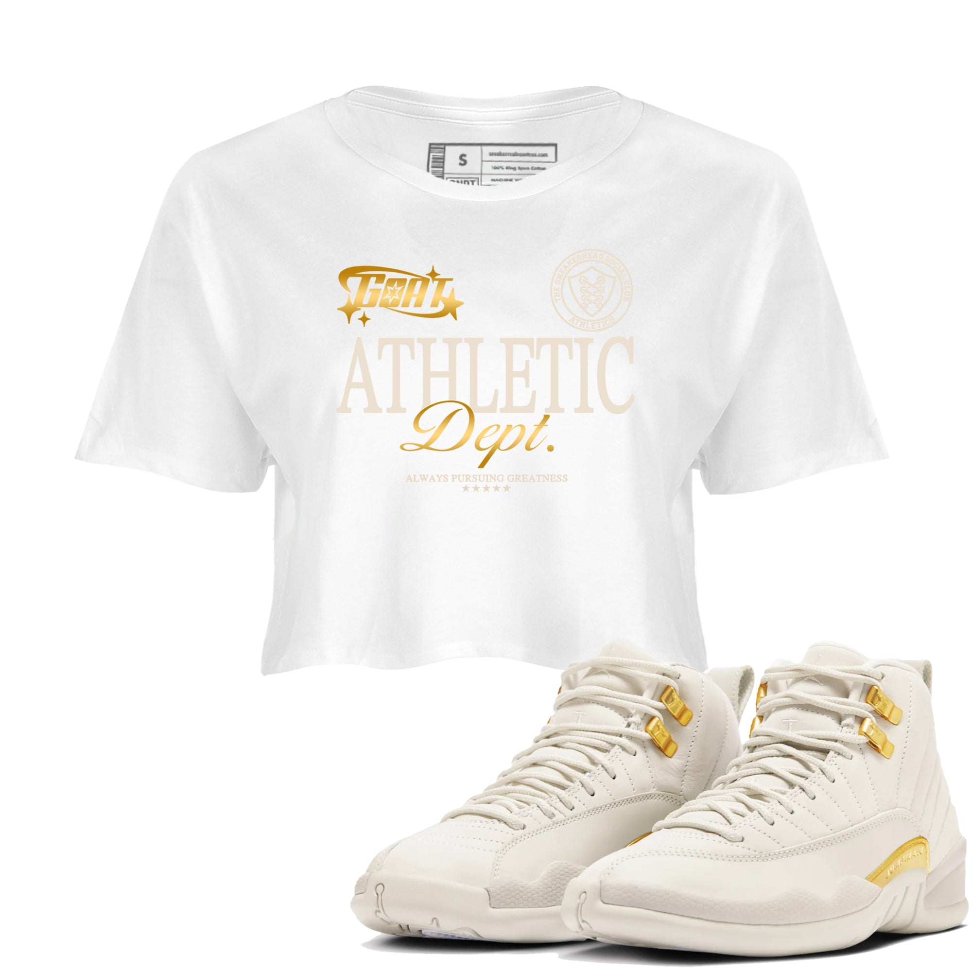 12s Phantom shirts to match jordans Goat Athletic Dept sneaker match tees Air Jordan 12 WMNS Phantom match shoes to clothes SNRT Sneaker Tees unisex cotton White 1 crop tee