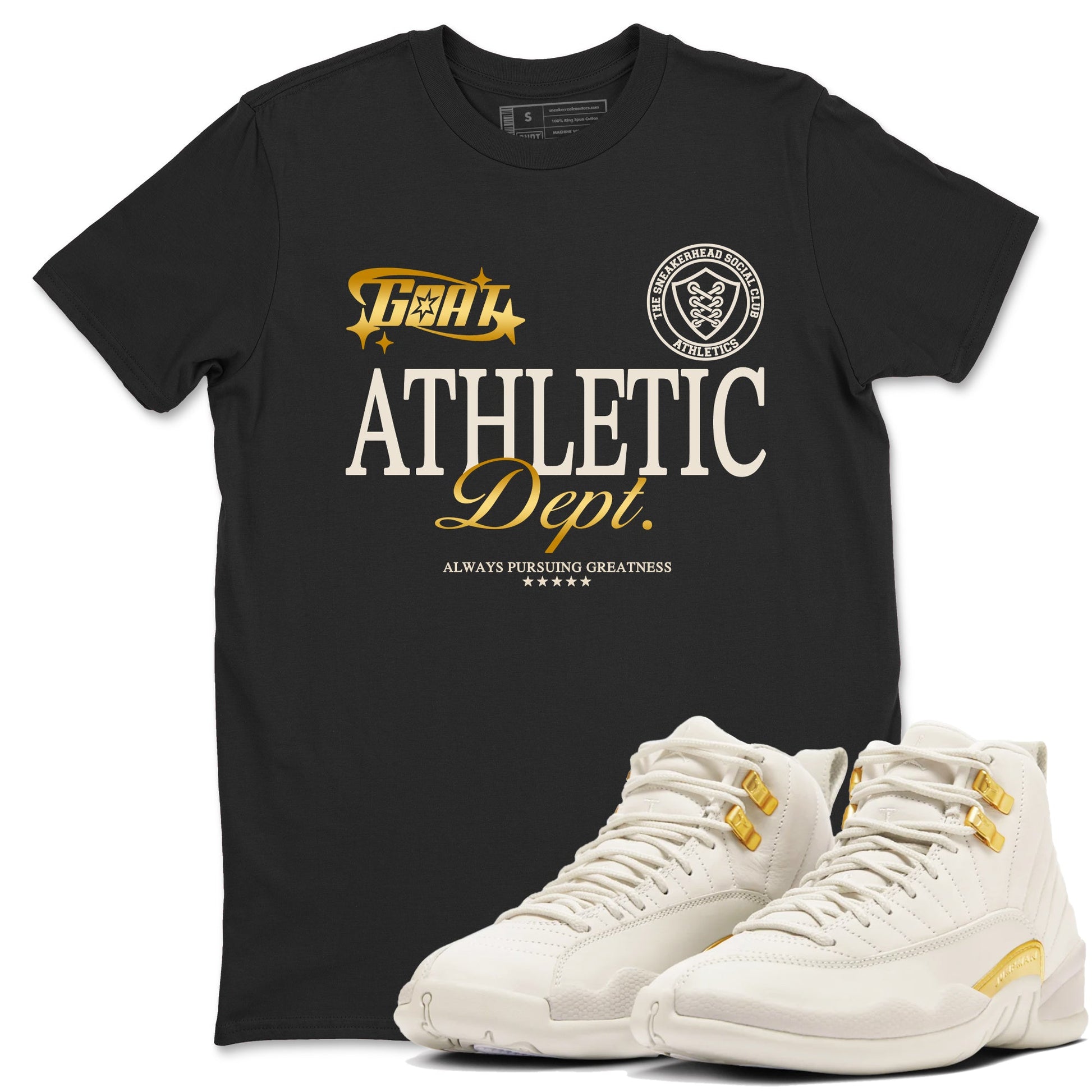 12s Phantom shirts to match jordans Goat Athletic Dept sneaker match tees Air Jordan 12 WMNS Phantom match shoes to clothes SNRT Sneaker Tees unisex cotton Black 1 shirts
