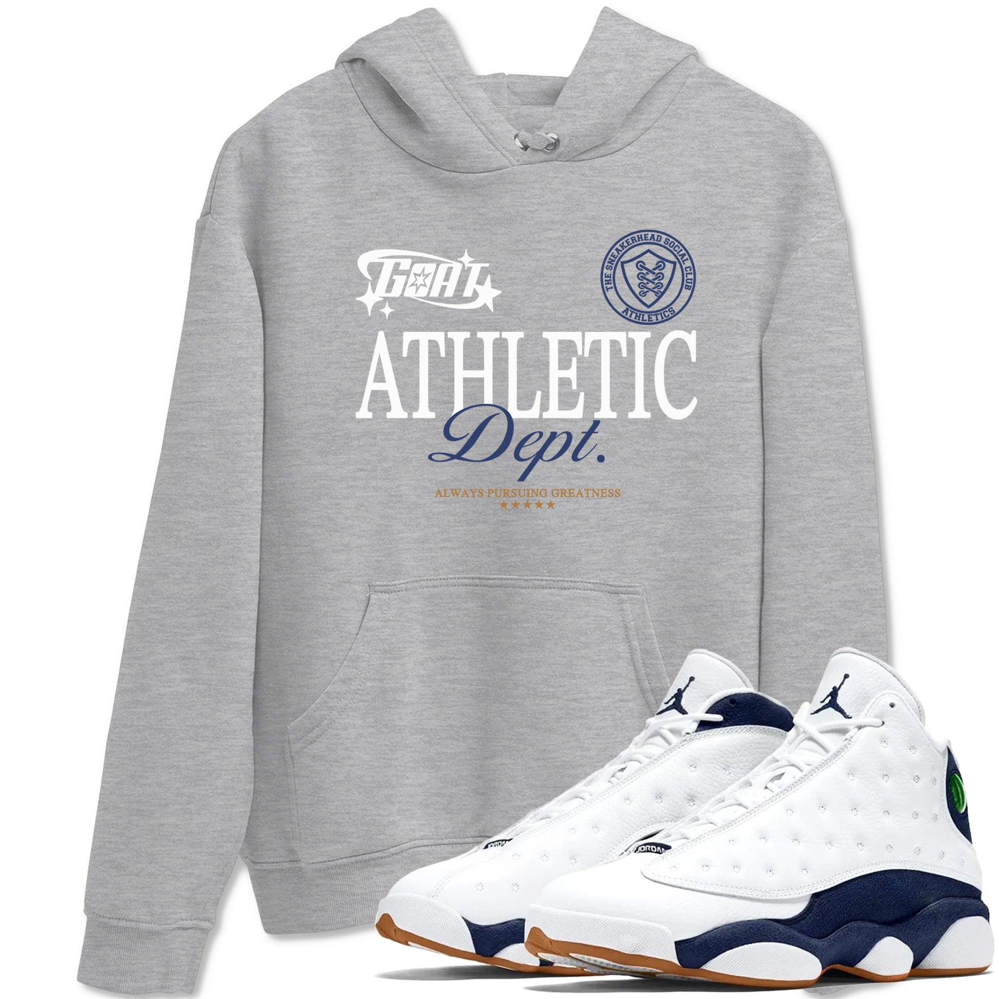 13s Midnight Navy shirts to match jordans Goat Athletic Dept sneaker match tees Air Jordan 13 Midnight Navy SNRT Sneaker Release Tees unisex cotton Heather Grey 1 crew neck shirts