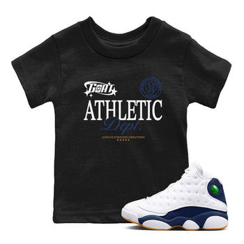 13s Midnight Navy shirts to match jordans Goat Athletic Dept sneaker match tees Air Jordan 13 Midnight Navy SNRT Sneaker Release Tees Youth Baby Black 1 crew neck shirts