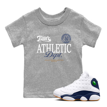 13s Midnight Navy shirts to match jordans Goat Athletic Dept sneaker match tees Air Jordan 13 Midnight Navy SNRT Sneaker Release Tees Youth Baby Heather Grey 1 crew neck shirts