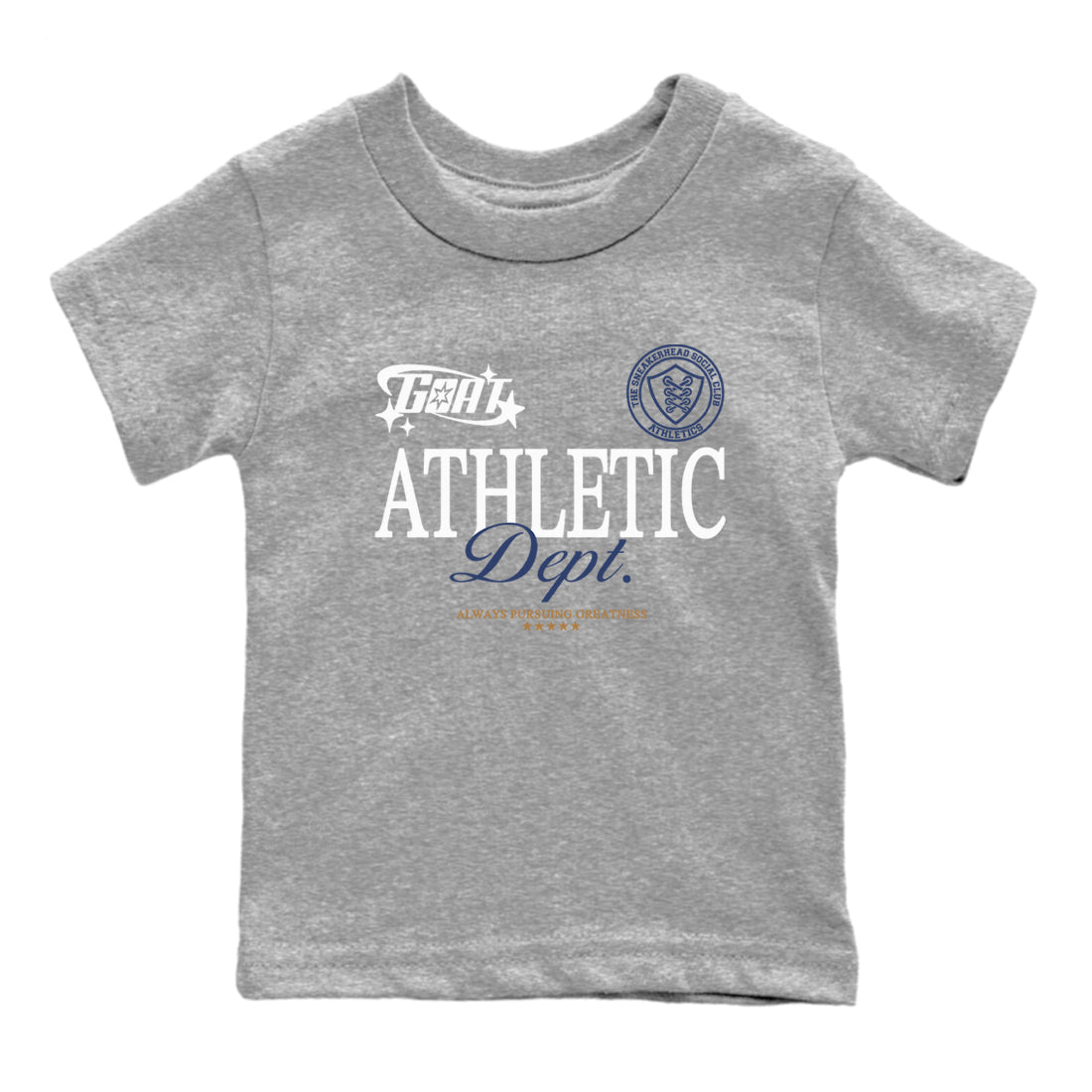 13s Midnight Navy shirts to match jordans Goat Athletic Dept sneaker match tees Air Jordan 13 Midnight Navy SNRT Sneaker Release Tees Youth Baby Heather Grey 2 crew neck shirts