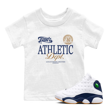13s Midnight Navy shirts to match jordans Goat Athletic Dept sneaker match tees Air Jordan 13 Midnight Navy SNRT Sneaker Release Tees Youth Baby White 1 crew neck shirts