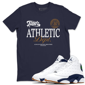 13s Midnight Navy shirts to match jordans Goat Athletic Dept sneaker match tees Air Jordan 13 Midnight Navy SNRT Sneaker Release Tees unisex cotton Navy 1 crew neck shirts