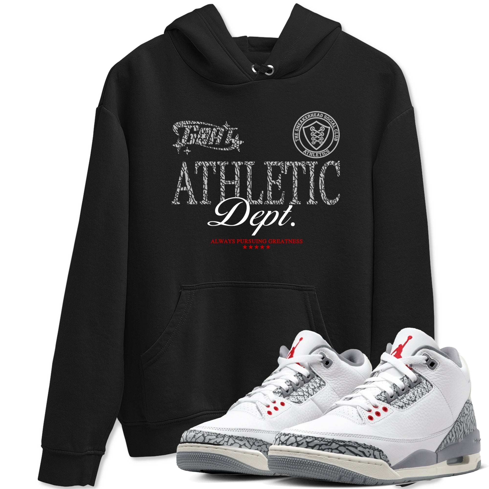 3s Cement Grey shirts to match jordans Goat Athletic Dept sneaker match tees Air Jordan 3 Cement Grey SNRT Sneaker Release Tees unisex cotton Black 1 crew neck shirts