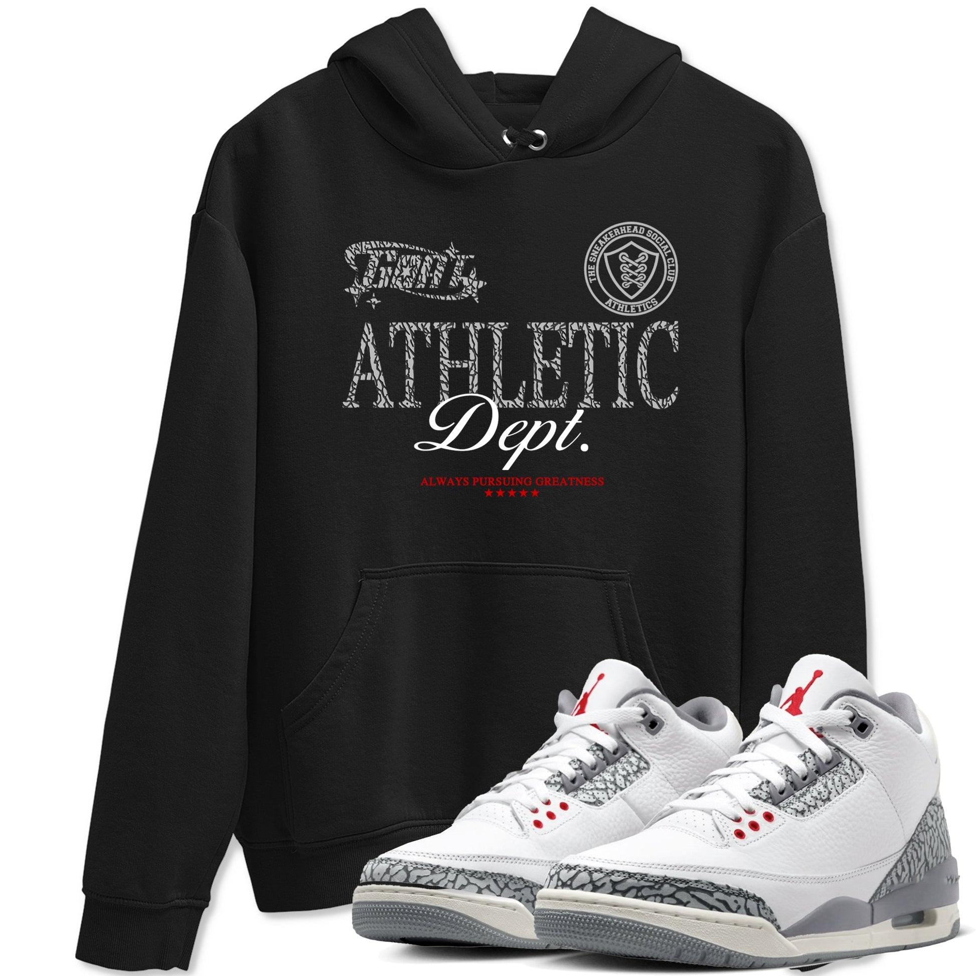 3s Cement Grey shirts to match jordans Goat Athletic Dept sneaker match tees Air Jordan 3 Cement Grey SNRT Sneaker Release Tees unisex cotton Black 1 crew neck shirts