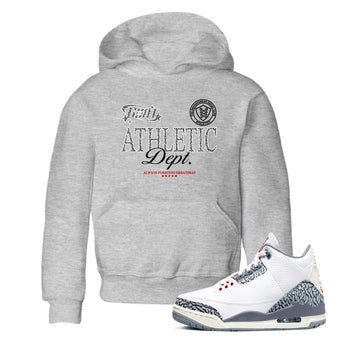 3s Cement Grey shirts to match jordans Goat Athletic Dept sneaker match tees Air Jordan 3 Cement Grey SNRT Sneaker Release Tees Youth Baby Heather Grey 1 crew neck shirts
